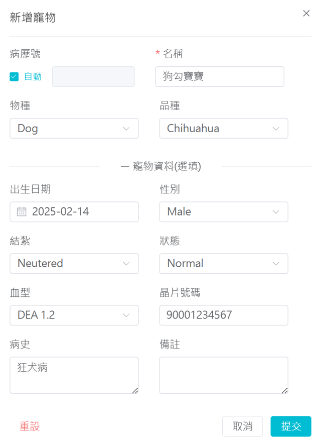 寵物列表